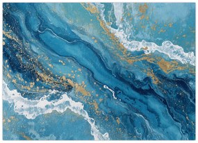 Obraz - Bledomodrý mramor so zlatom II. (70x50 cm)