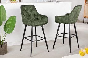 Dizajnová barová stolička Garold zelený zamat