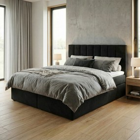 Kontinentálna posteľ 160x200 Sonno Bello s 2 úložnými priestormi, čierna