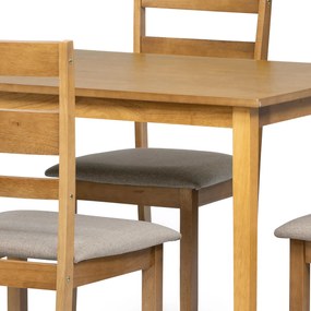 Autronic - Jedálenský set 1+4, stôl 120x75x75 cm, MDF, dyha, masívne nohy, morenie dub landhaus, sivé látkové sedáky - AUT-6070 OAK AKCE