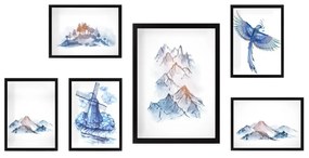 Obrazy v súprave 6 ks Watercolor – Wallity