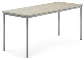 Stôl SONITUS, 1800x700x760 mm, linoleum - svetlošedá, strieborná