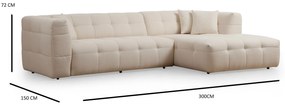 Štýlová rohová pohovka Chantelle 300 x 150 cm, pravá, béžová