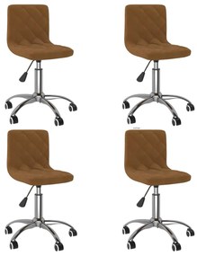 Otočné jedálenské stoličky 4 ks hnedé zamatové 3086392