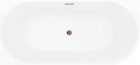 Mexen Silo, rohová voľne stojaca ryhovaná vaňa, ľavá, 170 x 80 cm, biela-čierna, ružové zlato prepad, 52891708075L-60