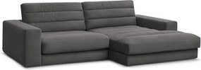 Antracitová zamatová rohová pohovka (pravý roh/s leňoškou) Sierra – Bobochic Paris