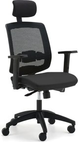 Kancelárska stolička STANLEY, s opierkou hlavy a opierkami rúk, čierna