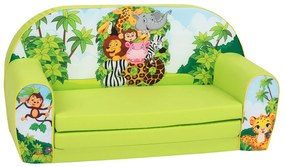 Detský gauč – zvieratká zo zoo | zelený