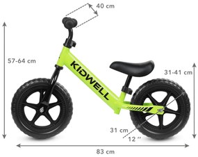 Balančný bicykel Kidwell REBEL 12" s EVA kolesami
