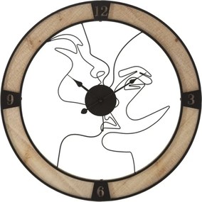 Nástenné hodiny Couple 60 cm čierne/hnedé
