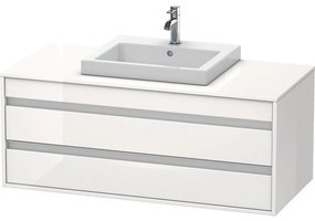DURAVIT Ketho závesná skrinka pod umývadlo na dosku (umývadlo k zabudovaniu v strede), 2 zásuvky, 1200 x 550 x 496 mm, biela vysoký lesk, KT675602222