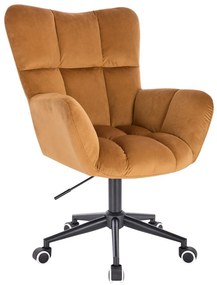 LuxuryForm DESIGN Otočné kreslo AURORA VELUR na čiernej podstave s kolieskami - medové