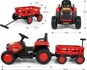 Elektrický traktor s prívesom Rolly červený