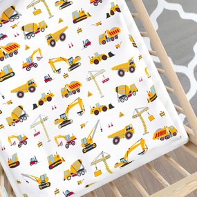 Goldea detské bavlnené obliečky do postieľky - nákladné autá a bagre 90 x 120 a 40 x 60 cm