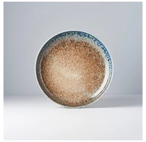 Béžovo-modrý keramický tanier so zdvihnutým okrajom MIJ Earth &amp; Sky, ø 22 cm