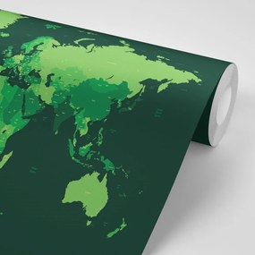Tapeta detailná mapa sveta v zelenej farbe - 450x300