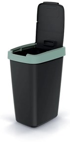 Odpadkový kôš s farebným vekom, 12 l, zelená / čierna