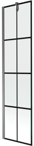 Mexen Next, 1-krídlová vaňová zástena 50 x 150 cm, 6mm číre sklo - čierny vzor, grafitová, 895-050-000-00-77-95