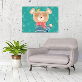 Sklenený obraz - Mávajúci medvedík (70x50 cm)