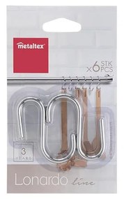Závesné háčiky z pochrómovanej ocele v striebornej farbe v súprave 6 ks Lonardo – Metaltex