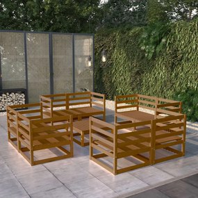 9-dielna záhradná sedacia súprava medovo-hnedá borovicový masív 3075292