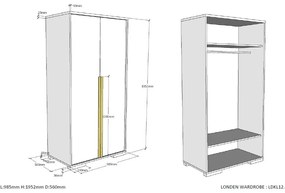 Tmavosivá detská šatníková skriňa 98x195 cm London – Vipack