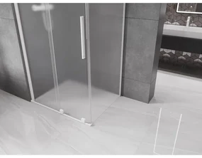 Mexen Velar, sprchový kút s posuvnými dverami 130 x 90 cm, 8mm sklo námraza, biela matná, 871-130-090-31-20
