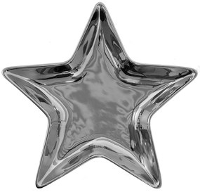 Strieborná keramická miska v tvare hviezdy Silver Star - 16*16*2 cm