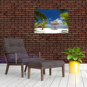 Sklenený obraz - Pláž s bielym pieskom (70x50 cm)
