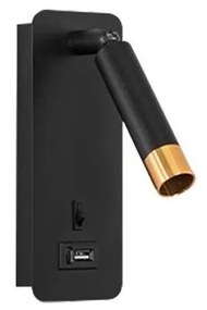 Illumaxx Nástenné bodové svietidlo s USB nabíjačkou 1xG9/35W/230V čierna/zlatá OS0034