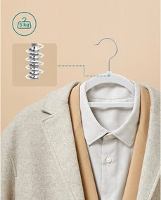 Protišmykové zamatové vešiaky 50 ks, biele