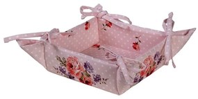 Ružový bavlnený košík na pečivo s ružami Dotty Rose - 35*35*8 cm
