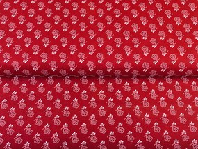 Biante Detské bavlnené posteľné obliečky do postieľky Sandra SA-355 Biele kvety na červenom Do postieľky 90x140 a 40x60 cm