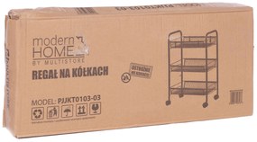 ModernHome Kovový regál do kúpeľne s 3 policami - kolieska, čierna