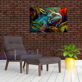 Obraz - Farebný leguán (90x60 cm)
