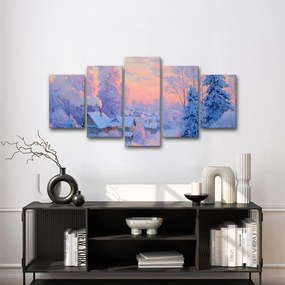 5-dielny obraz zimná rozprávka v horskej dedine