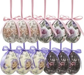 9ks dekorácia závesné vajíčko s kvetmi Spring Egg - Ø 5*7cm