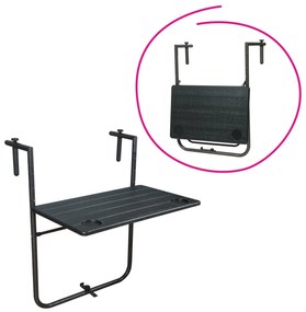 Skladací balkónový stolík, čierna, UZOR