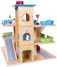 Wellhox Drevená garážová dráha s výťahom + autá