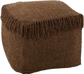 Hnedý tkaný štvorcový puf so strapcami Sirco - 60*60*35 cm