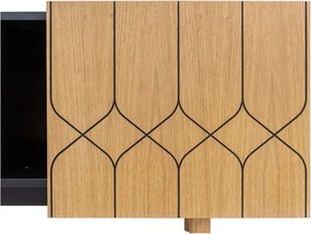 Čierny/prírodný TV stolík v dekore duba 175x60 cm Porto - Woodman