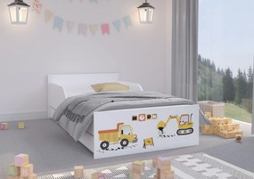 Detská posteľ FILIP - STAVEBNÉ STROJE 180x90 cm