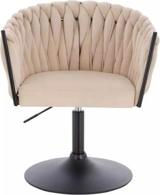 LuxuryForm DESIGN Stolička NORDEN VELUR na čiernom tanieri - krémová