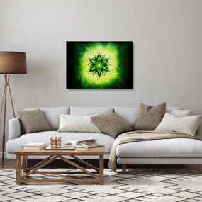 Sklenený obraz - Kvetinová mandala v zelenom pozadí (70x50 cm)
