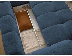 Tmavomodrá ženilková rozkladacia/s úložným priestorom rohová pohovka (pravý roh/do L) Everest – Bobochic Paris