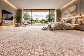 Timzo, Metrážny koberec Duo 6427, na mieru, šíře 4m, béžová, filc, detská izba