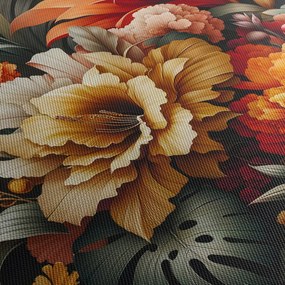 Obraz - Oranžovo-červené kvety (s hodinami) (90x30 cm)