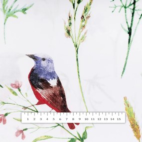 Biante Bavlnený oválny obrus Sandra SA-392 Lúčne kvietky s vtáčikmi 60x100 cm