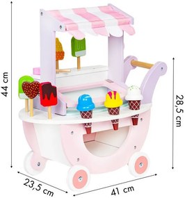 Drevený zmrzlinový stánok s príslušenstvom