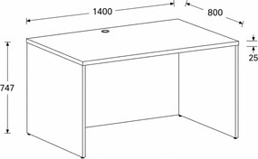 Kancelársky písací stôl FRAME, 140x80 cm, breza